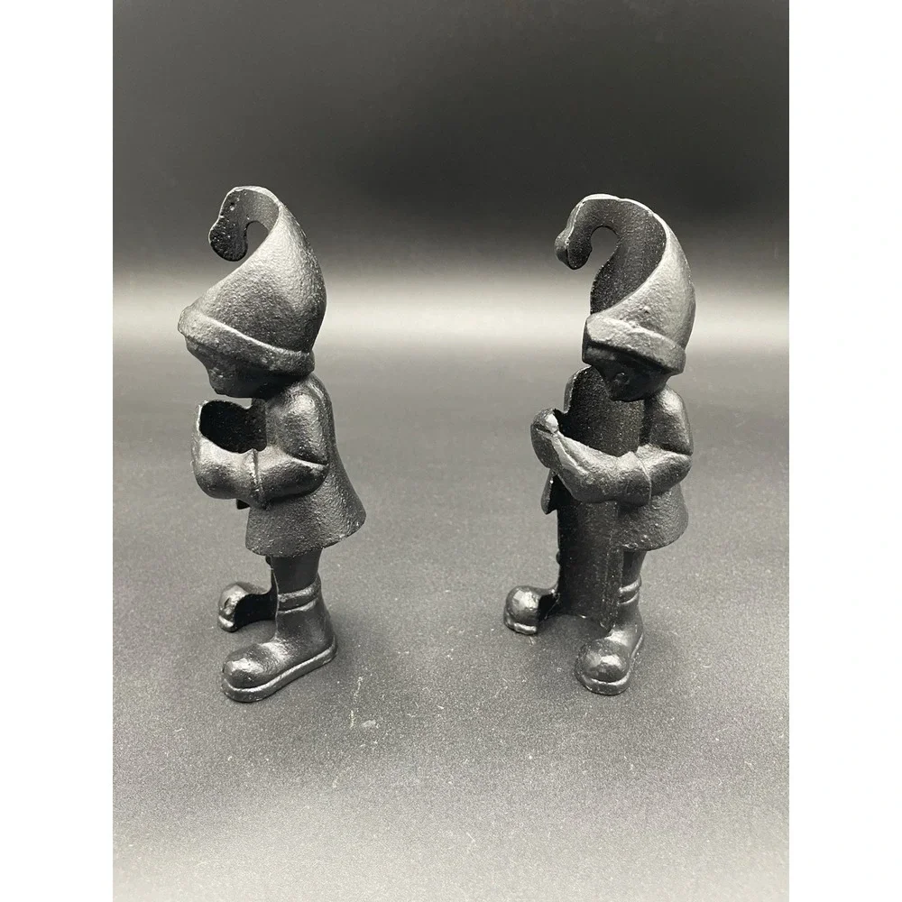 Crate & Barrel Cast Iron Metal Gnome Candleholders